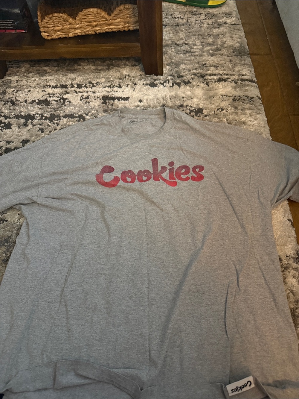 Cookies Men’s Gray Crewneck Tee with Red Logo